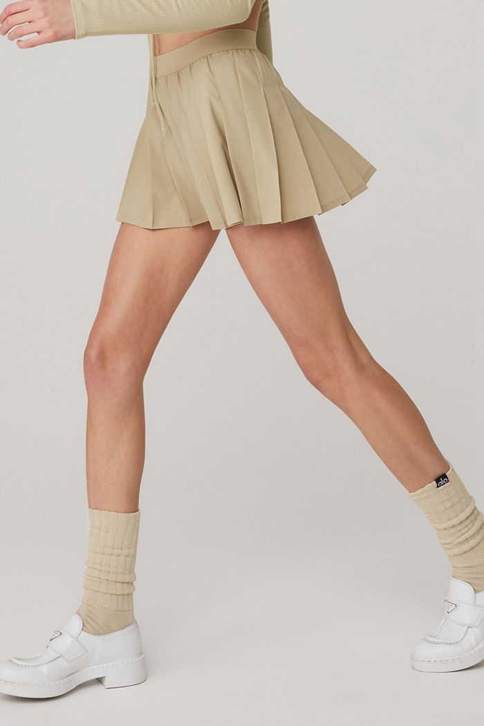 Brown Alo Yoga Varsity Tennis Women's Skirts | 34081ZHWK