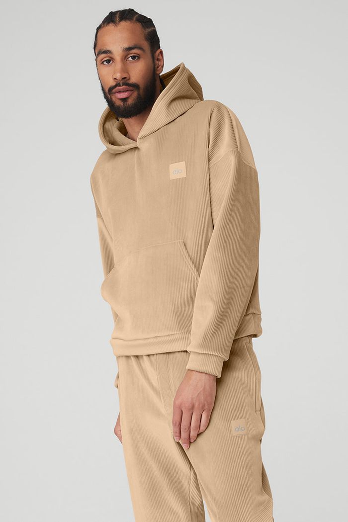 Brown Alo Yoga Velour Baller Men's Hoodie | 87196PAID