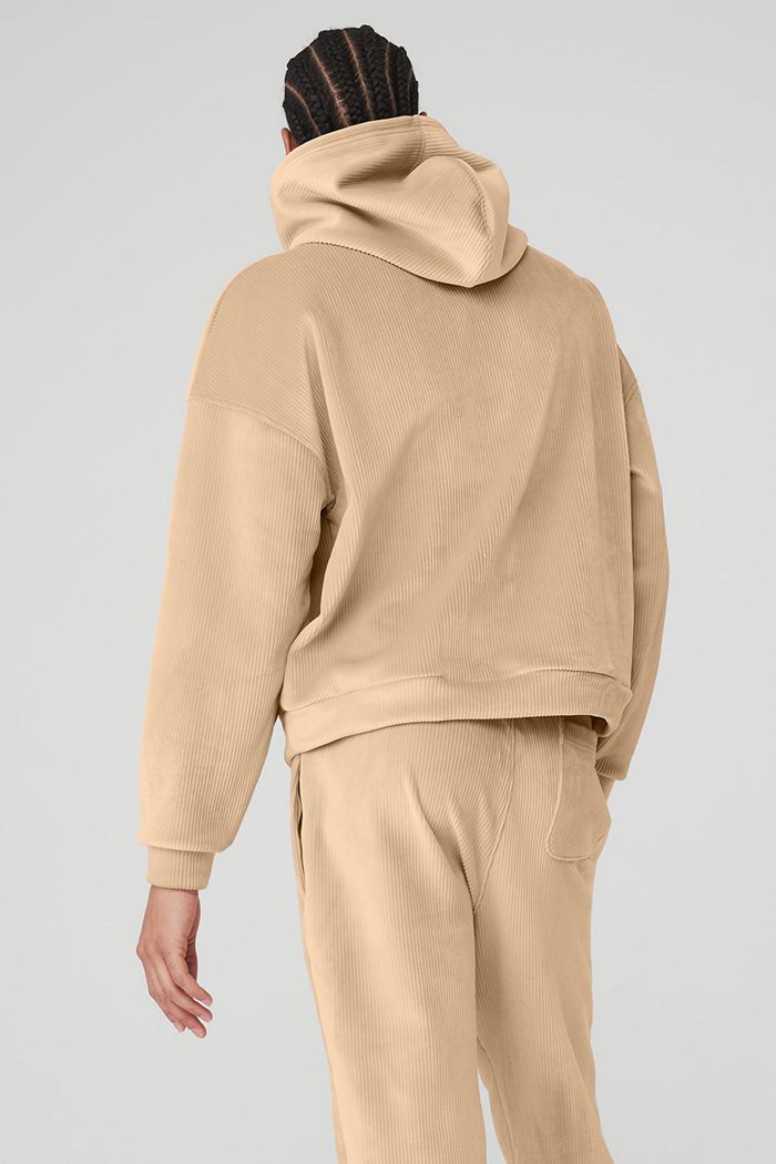 Brown Alo Yoga Velour Baller Men's Hoodie | 87196PAID