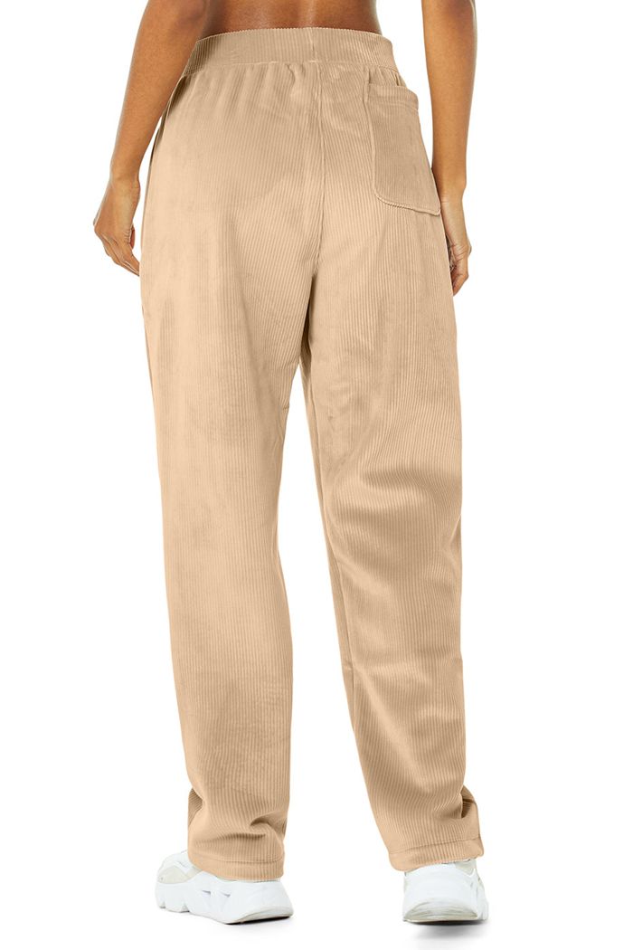 Brown Alo Yoga Velour Baller Women's Pants | 78012GYFZ