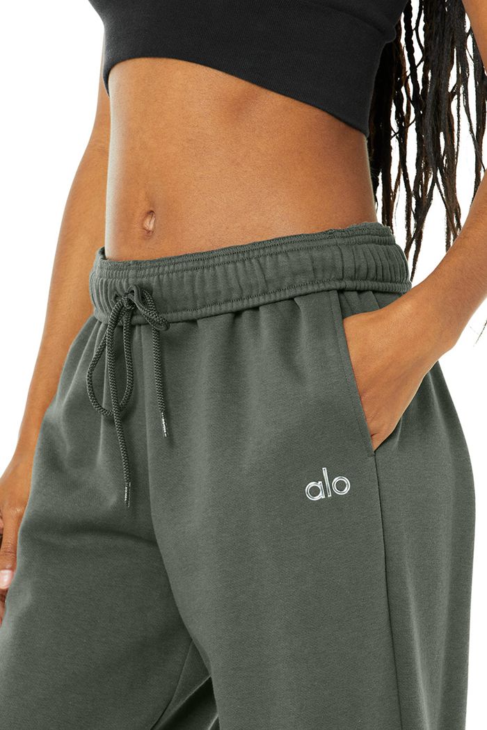 Dark Green Alo Yoga Accolade Straight Leg Sweat Women's Pants | 76180ZGPE