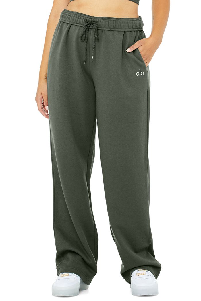 Dark Green Alo Yoga Accolade Straight Leg Sweat Women's Pants | 76180ZGPE