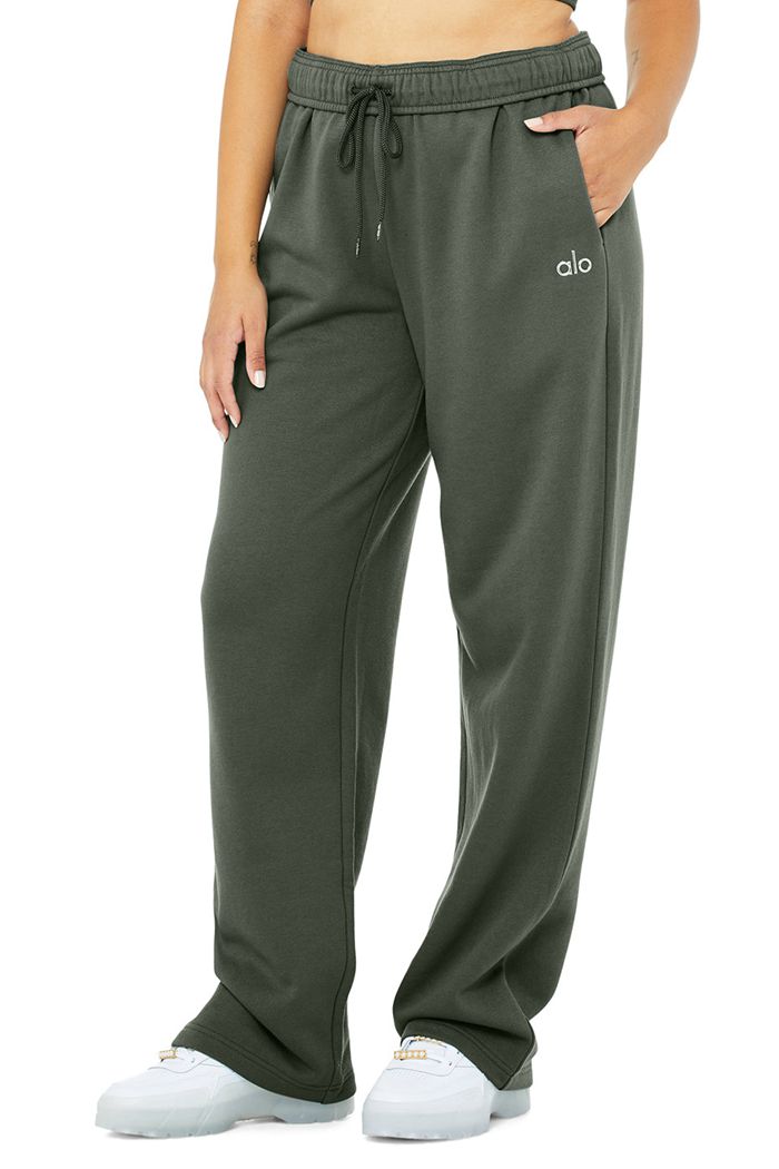 Dark Green Alo Yoga Accolade Straight Leg Sweat Women's Pants | 76180ZGPE