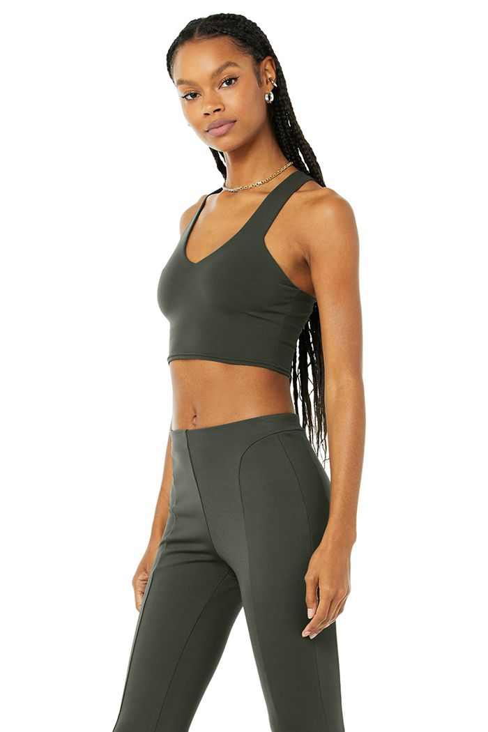 Dark Green Alo Yoga Airbrush Real Women's Tank Tops | 93756OCTR