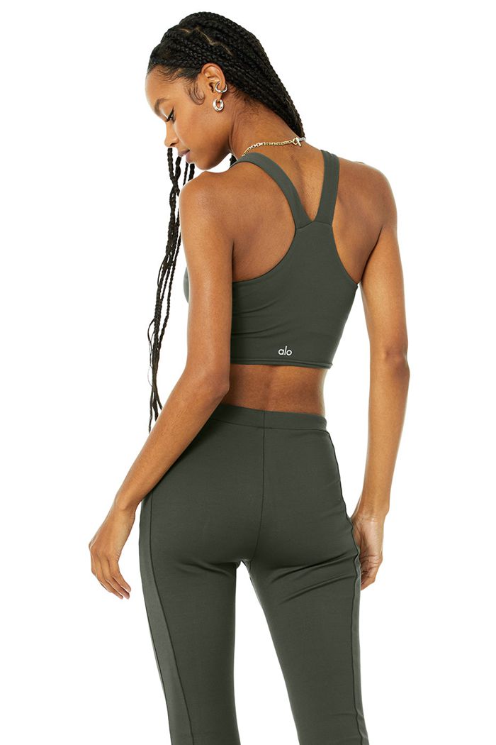 Dark Green Alo Yoga Airbrush Real Women's Tank Tops | 93756OCTR