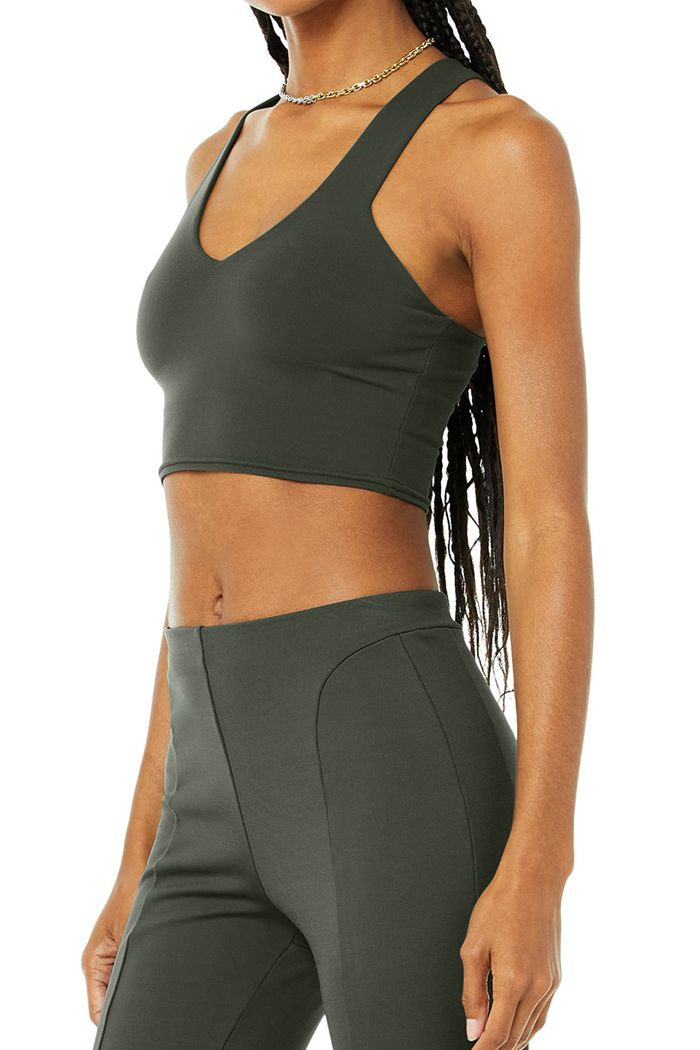 Dark Green Alo Yoga Airbrush Real Women's Tank Tops | 93756OCTR