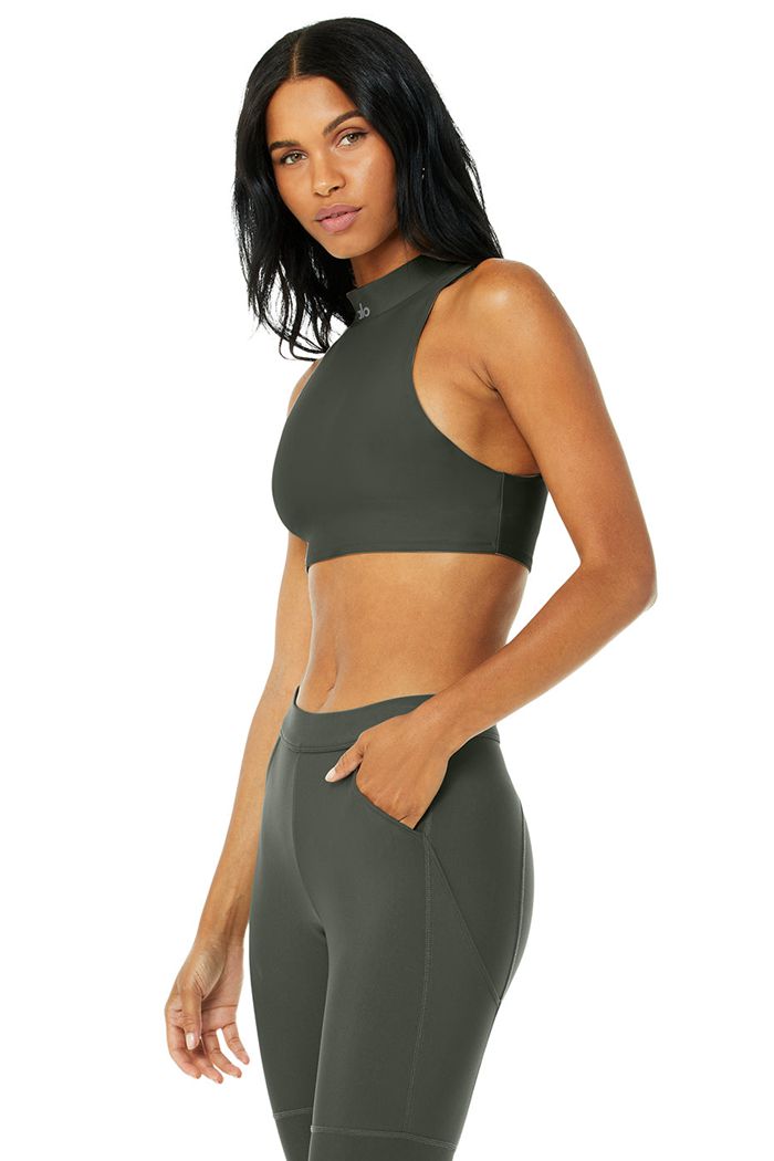 Dark Green Alo Yoga Airlift Fuse Women's Tank Tops | 49127WQST