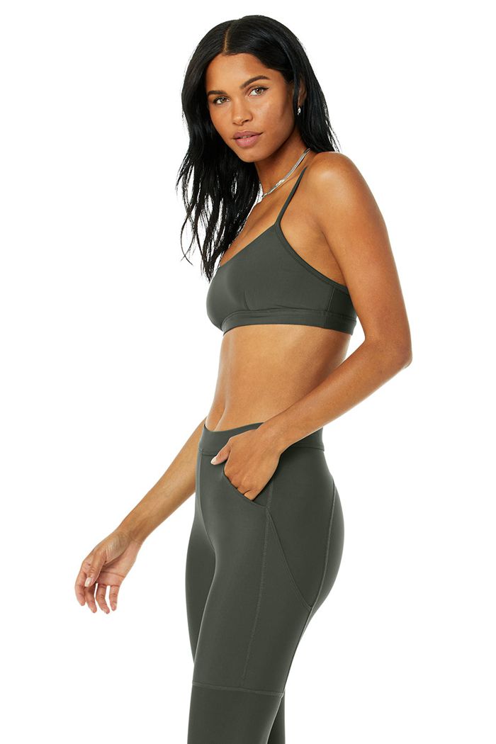 Dark Green Alo Yoga Airlift Intrigue Women's Bras | 45873SRLO