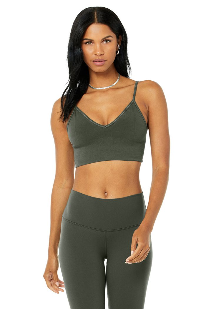 Dark Green Alo Yoga Delight Bralette Women\'s Bras | 16903SUYM