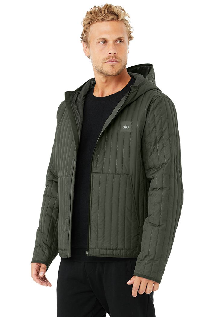 Dark Green Alo Yoga Future Men's Jackets | 85179USZH