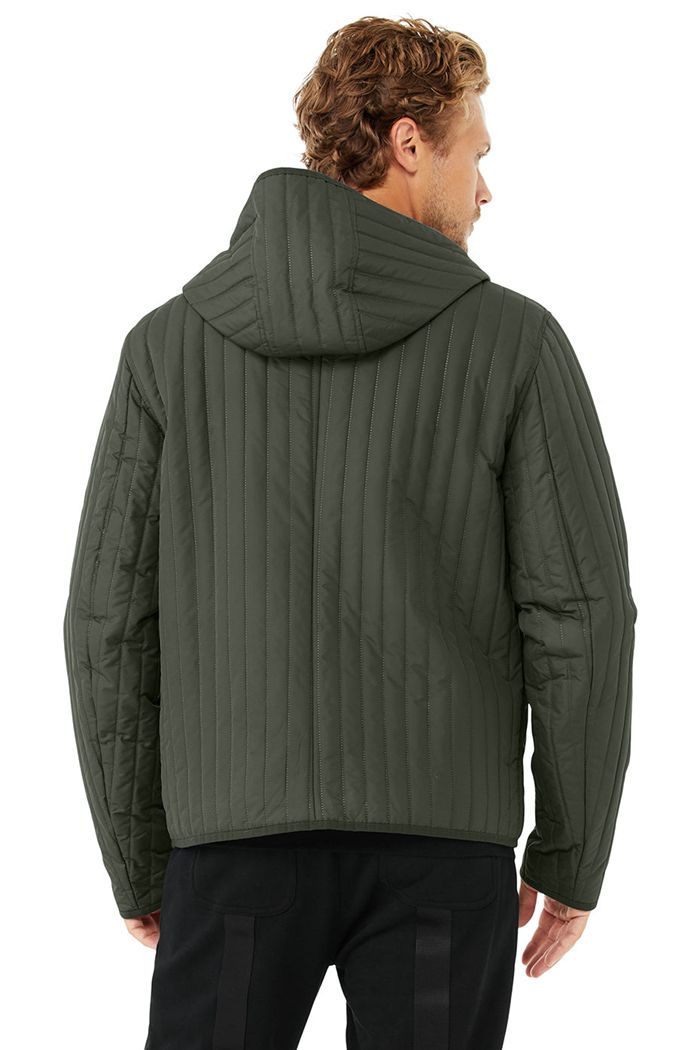 Dark Green Alo Yoga Future Men's Jackets | 85179USZH