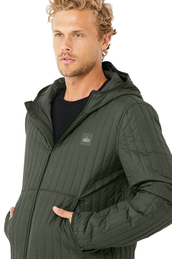 Dark Green Alo Yoga Future Men's Jackets | 85179USZH