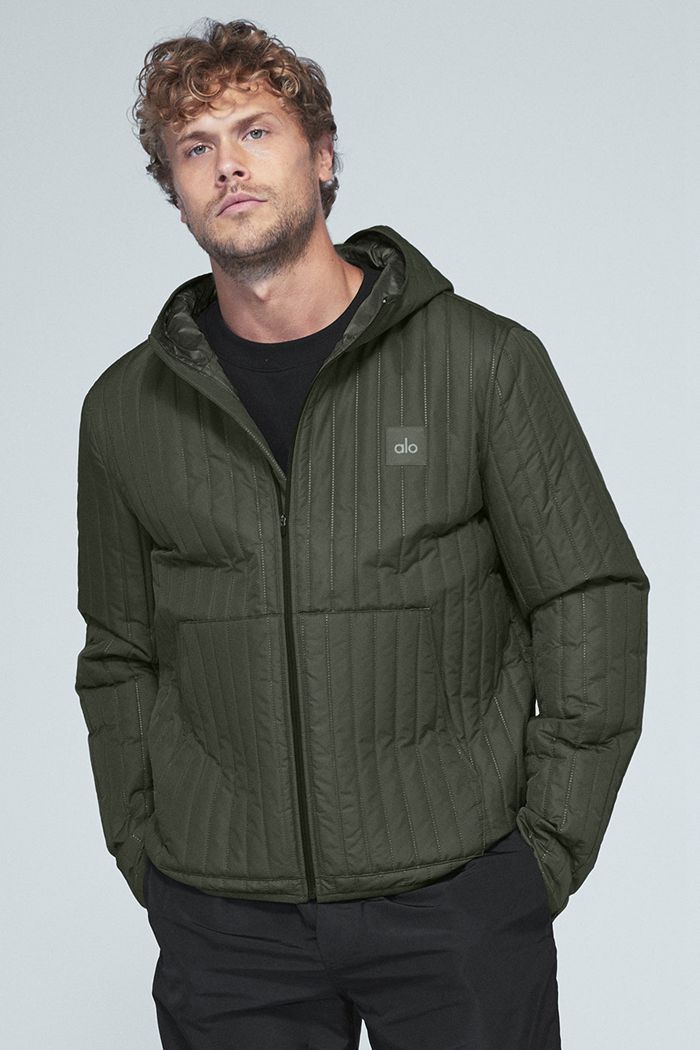 Dark Green Alo Yoga Future Men's Jackets | 85179USZH