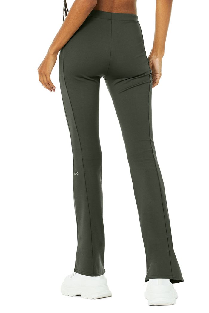 Dark Green Alo Yoga High-Waist Zip It Flare Women's Leggings | 02861AVXK