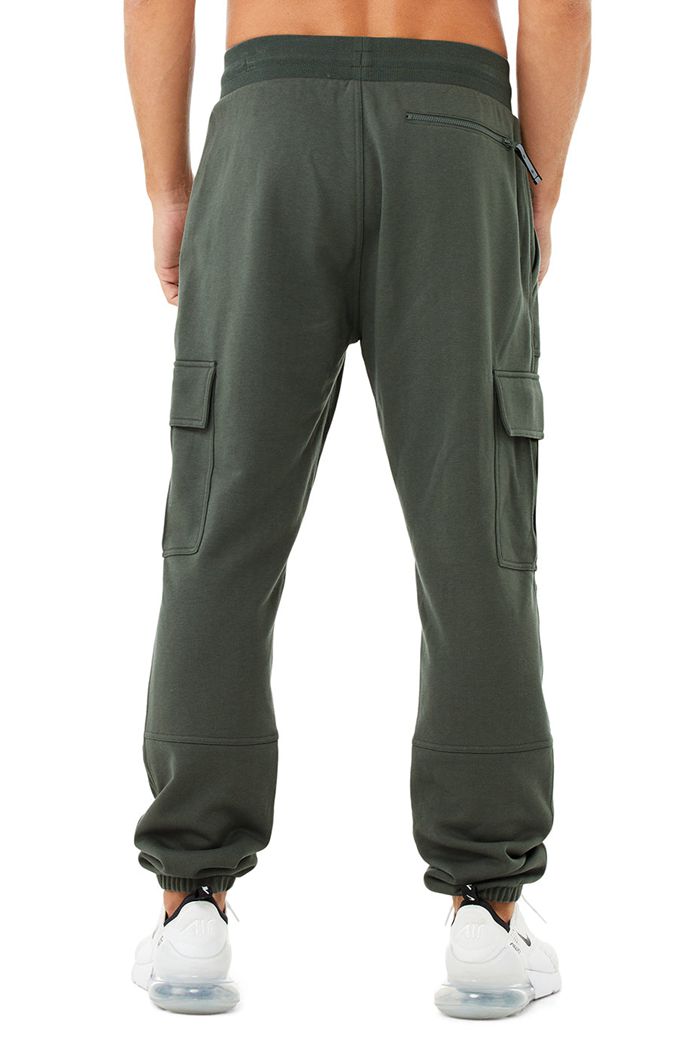 Dark Green Alo Yoga Highline Cargo Sweat Men's Pants | 28364FCYT