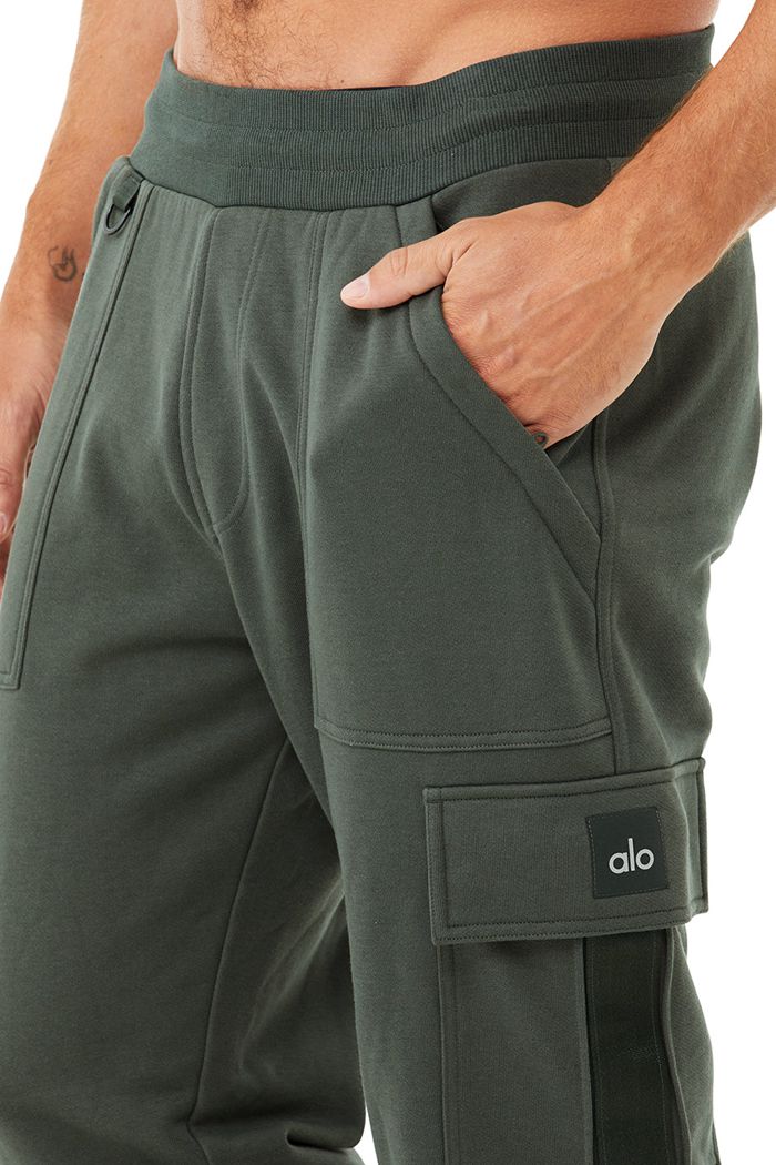 Dark Green Alo Yoga Highline Cargo Sweat Men's Pants | 28364FCYT