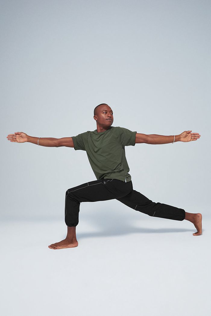 Dark Green Alo Yoga Idol Performance Tee Men's Short Sleeve | 82170VSAC