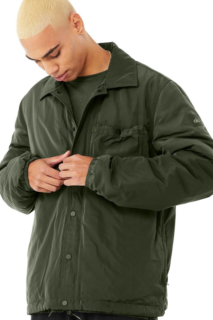 Dark Green Alo Yoga Legend Men's Jackets | 23706LJOT