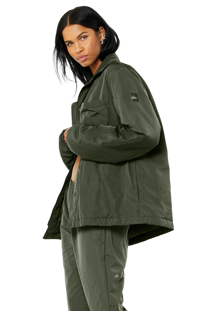 Dark Green Alo Yoga Legend Women's Jackets | 09145YRNF