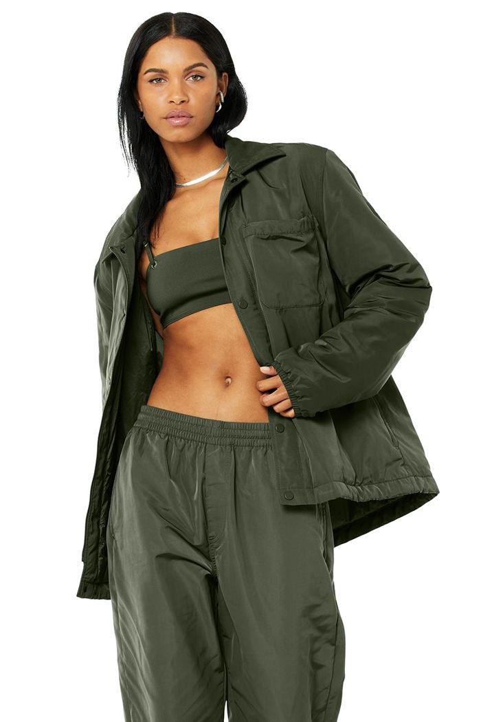 Dark Green Alo Yoga Legend Women\'s Jackets | 09145YRNF