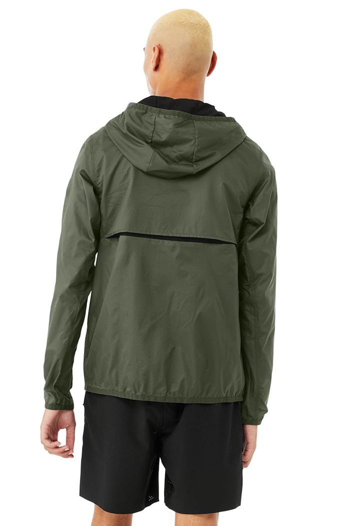 Dark Green Alo Yoga Repeat Running Men's Jackets | 09467MRDN