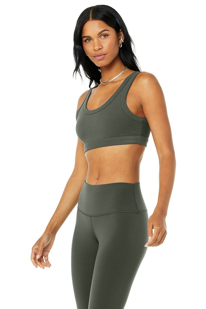 Dark Green Alo Yoga Wellness Women's Bras | 84217FMSA