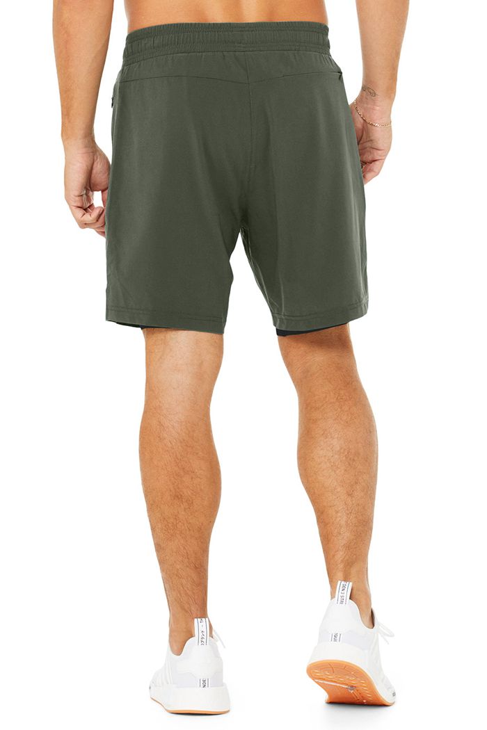 Dark Green Black Alo Yoga 7'' Unity 2 In 1 Men's Short | 75384WDXG