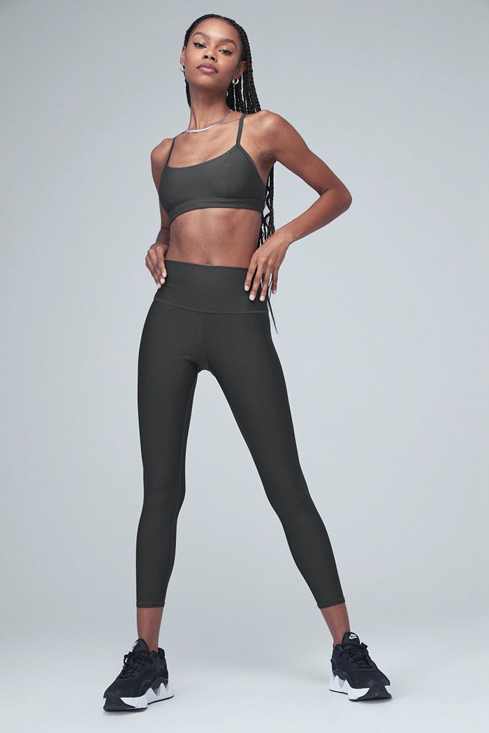 Dark Grey Alo Yoga 7/8 High-Waist Airlift Women's Leggings | 67235VIAO