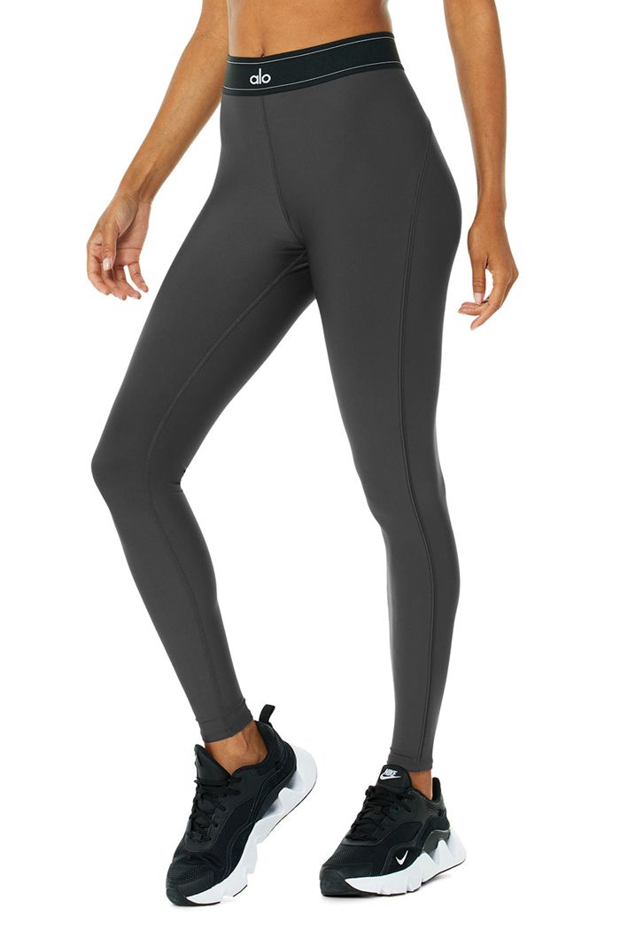 Dark Grey Alo Yoga Airlift High-Waist Suit Up Women's Leggings | 58619FQVL