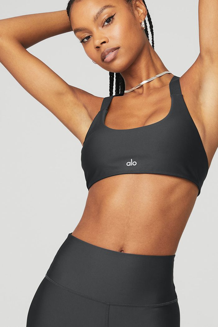 Dark Grey Alo Yoga Airlift Take Charge Women's Bras | 93782RHNU