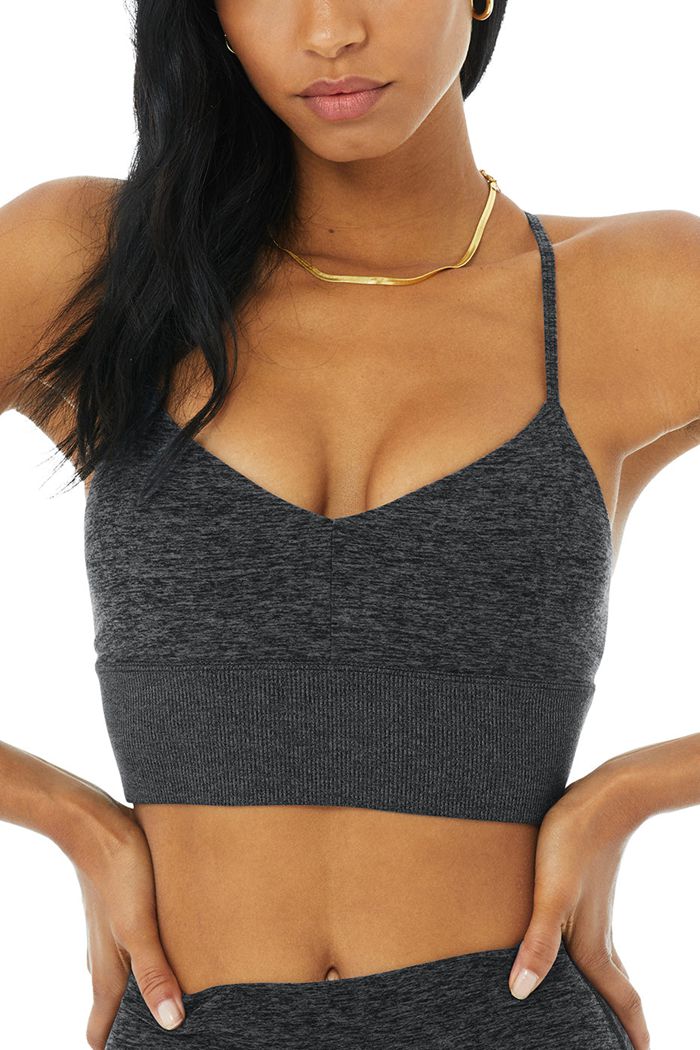 Dark Grey Alo Yoga Alosoft Lavish Women's Bras | 87042FNCW