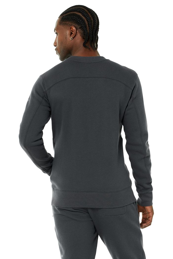 Dark Grey Alo Yoga Base Sweatshirt Men's Long Sleeve | 53842WFQJ