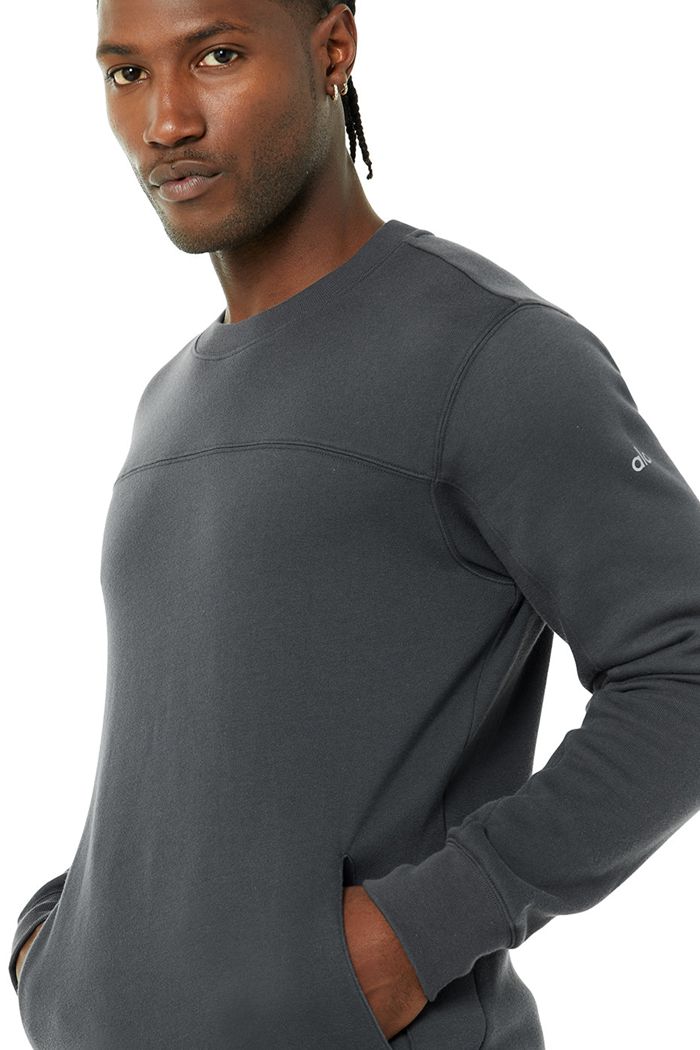 Dark Grey Alo Yoga Base Sweatshirt Men's Long Sleeve | 53842WFQJ