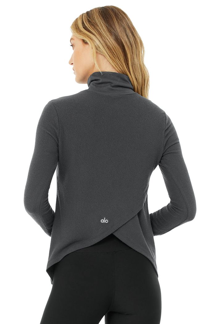 Dark Grey Alo Yoga Embrace Women's Long Sleeve | 59734FHEK