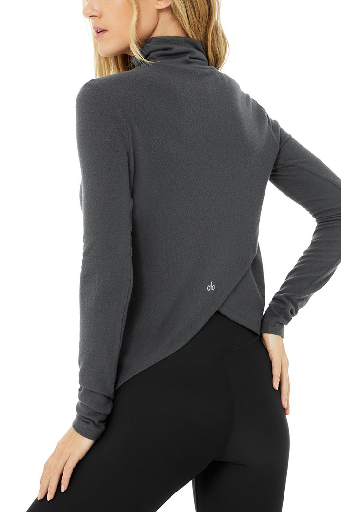 Dark Grey Alo Yoga Embrace Women's Long Sleeve | 59734FHEK