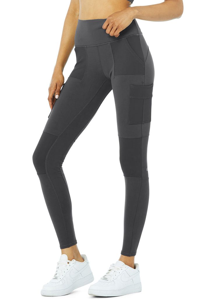 Dark Grey Alo Yoga High-Waist Cargo Women's Leggings | 38912CVXN