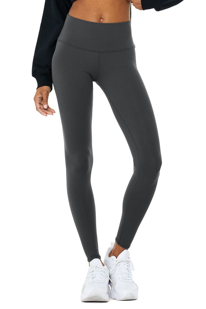 Dark Grey Alo Yoga High-Waist Winter Warmth Plush Women\'s Leggings | 52964HOLP