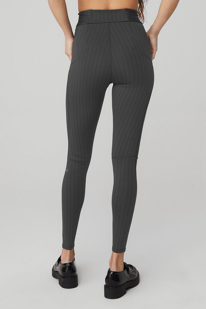 Dark Grey Alo Yoga Pinstripe Jacquard Extreme High-Waist Women's Leggings | 04283WLMA