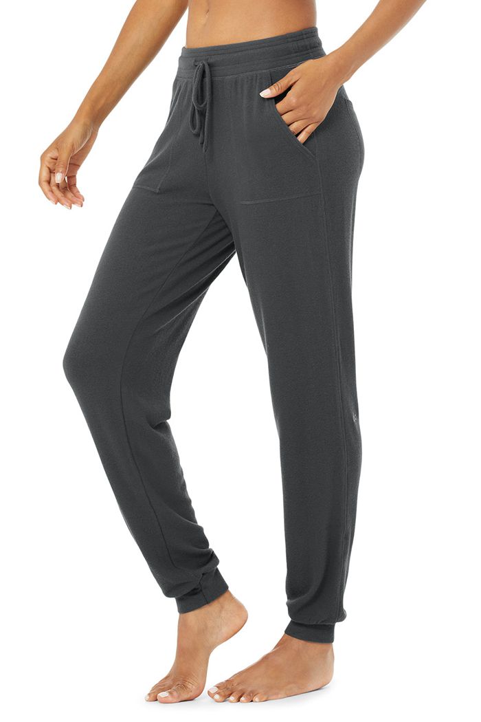 Dark Grey Alo Yoga Soho Sweat Women's Pants | 03149CLRE