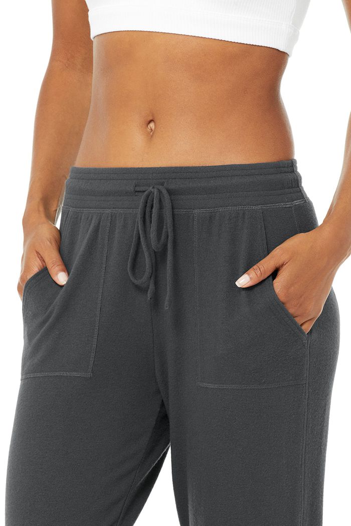 Dark Grey Alo Yoga Soho Sweat Women's Pants | 03149CLRE