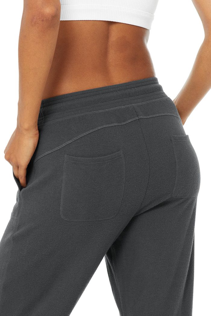 Dark Grey Alo Yoga Soho Sweat Women's Pants | 03149CLRE