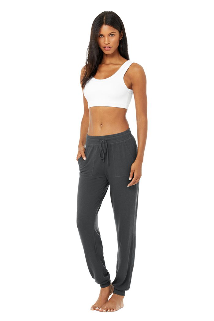 Dark Grey Alo Yoga Soho Sweat Women's Pants | 03149CLRE