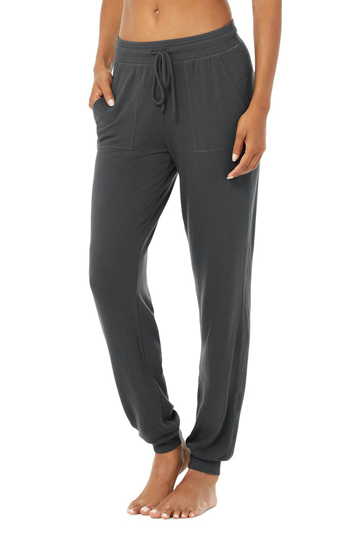 Dark Grey Alo Yoga Soho Sweat Women\'s Pants | 03149CLRE