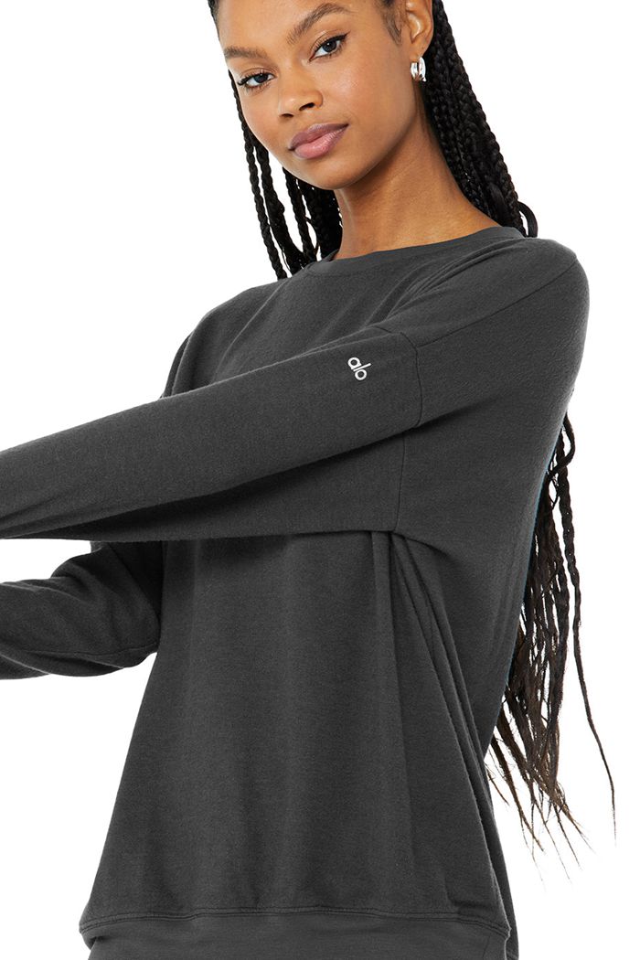 Dark Grey Alo Yoga Soho Women's Pullover | 80273GTCJ