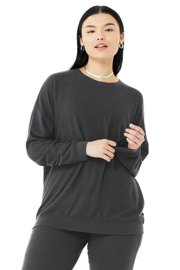 Dark Grey Alo Yoga Soho Women's Pullover | 80273GTCJ