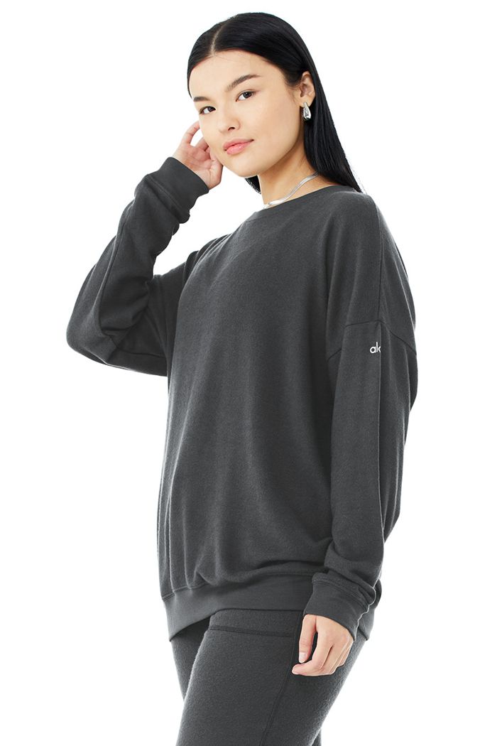 Dark Grey Alo Yoga Soho Women's Pullover | 80273GTCJ