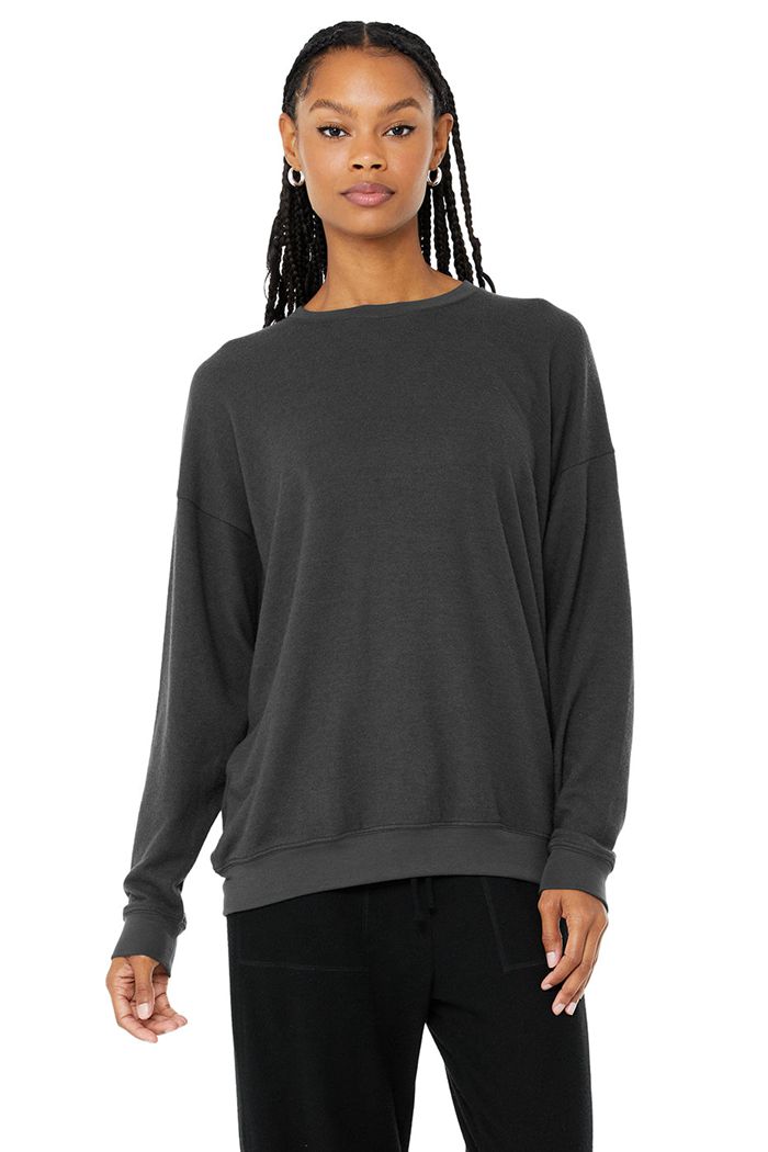 Dark Grey Alo Yoga Soho Women\'s Pullover | 80273GTCJ