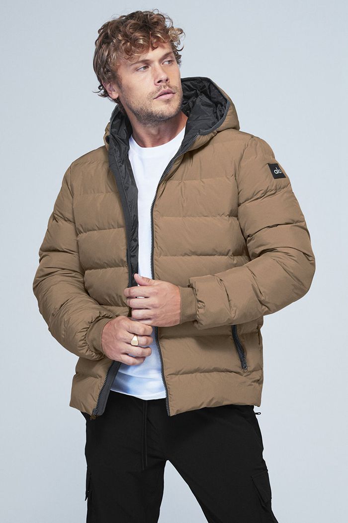 Dark Grey Alo Yoga Vail Puffer Men's Jackets | 32486LRQV