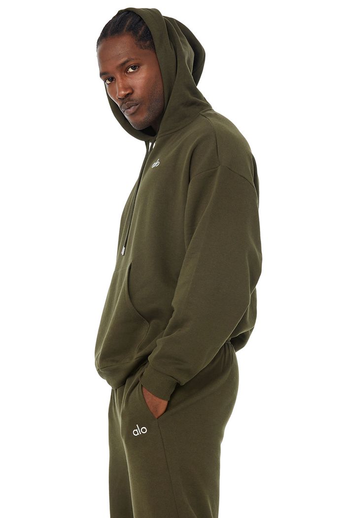 Dark Olive Alo Yoga Accolade Men's Hoodie | 53987NMEI