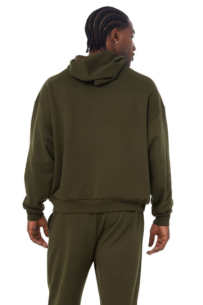 Dark Olive Alo Yoga Accolade Men's Hoodie | 53987NMEI